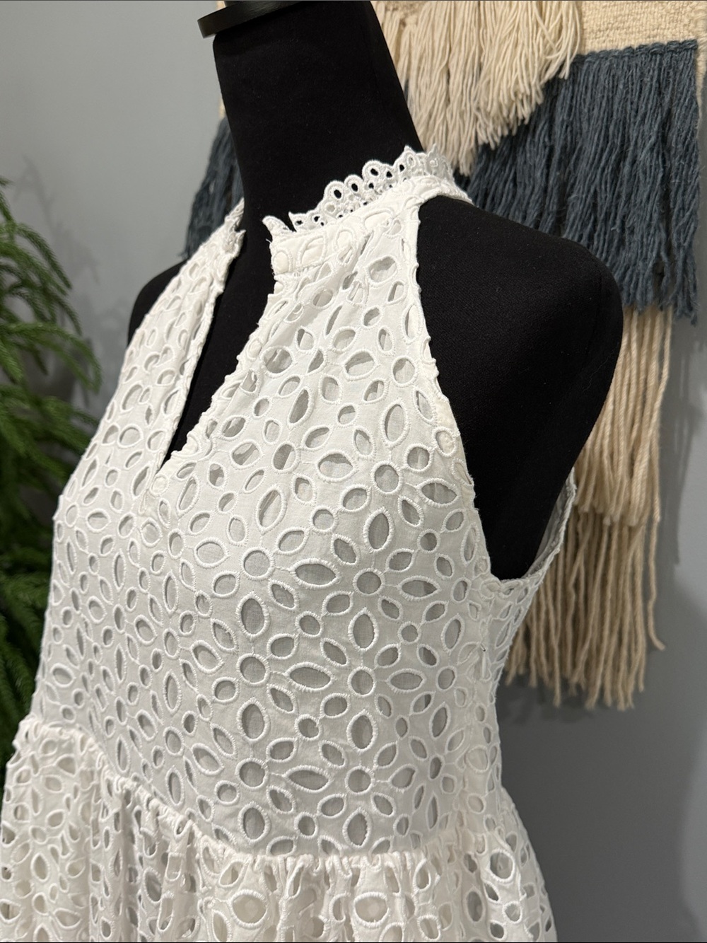 J.Crew White Eyelet Halter Dress Embroidered Summer Mini Dress Size S - Picture 3 of 15